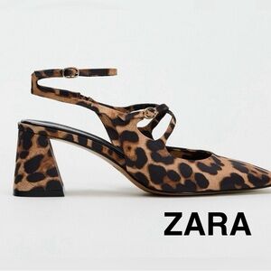 ZARA Animal Print Women's Slingback Heels - Size 8 - NEW
